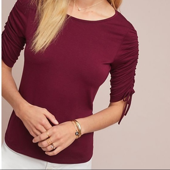 NWT Anthropologie Black Slinky Ruched Top - Picture 4 of 5